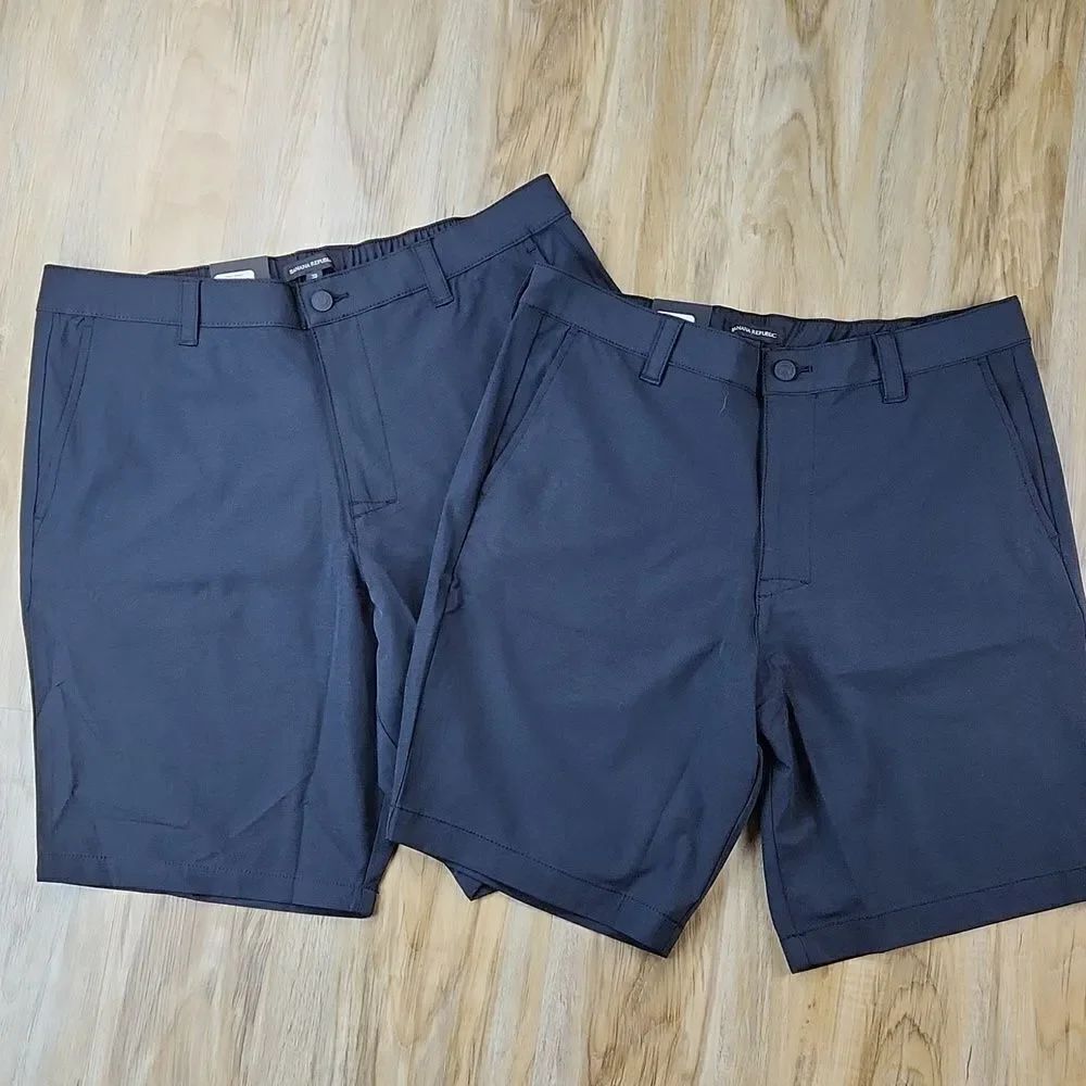 🔸️NWT Banana Republic Black Men's Elastic Flat Front Shorts Size 38
